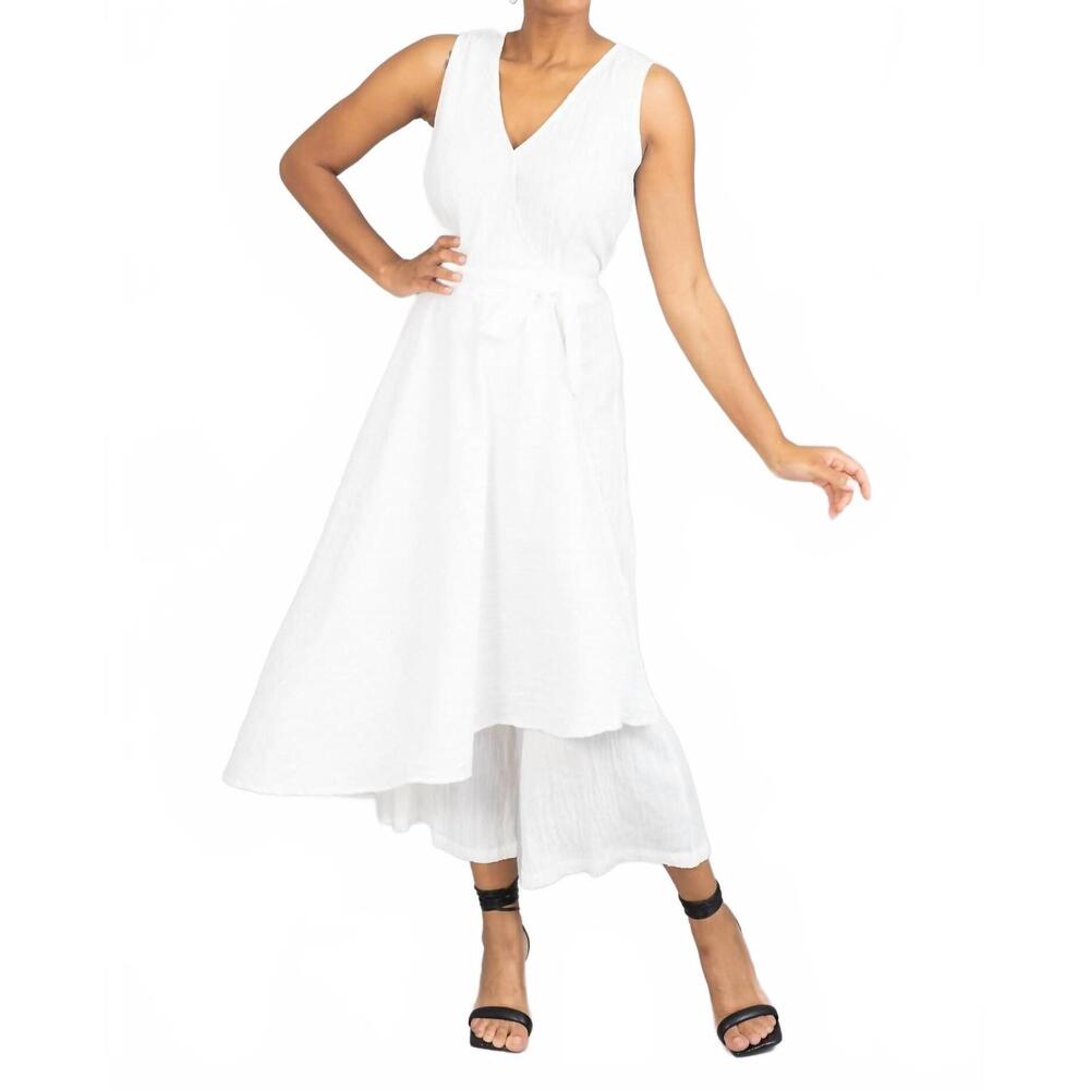 NEW SAGE & CLARE belted sleeveless jumpsuit in white